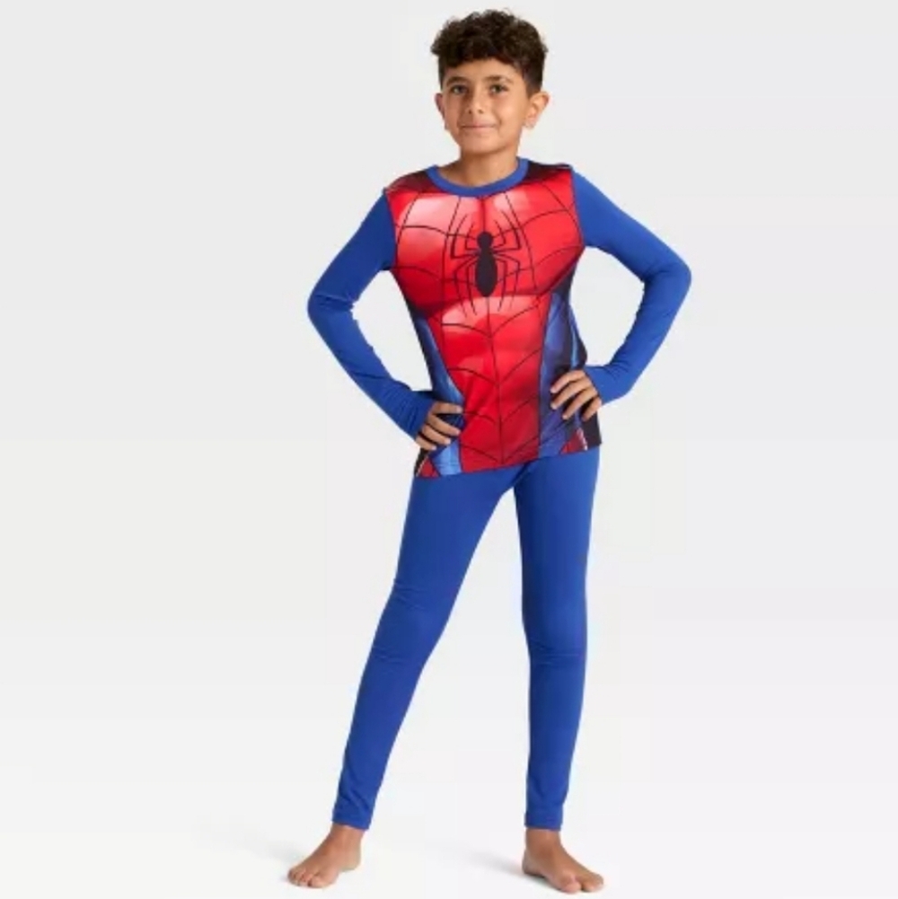 Warm Essential By Cuddl Duds Spider-Man Kids Pajama Set - Red and Blue